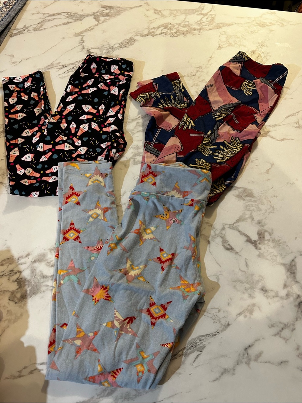 LuLaRoe Tween Trio  Leggings with Multicolor Logo and Subtle Print